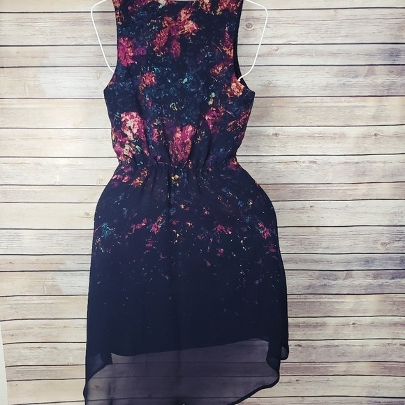 Mossimo Asymmetrical Floral Print Black Dress - Picture 3 of 3